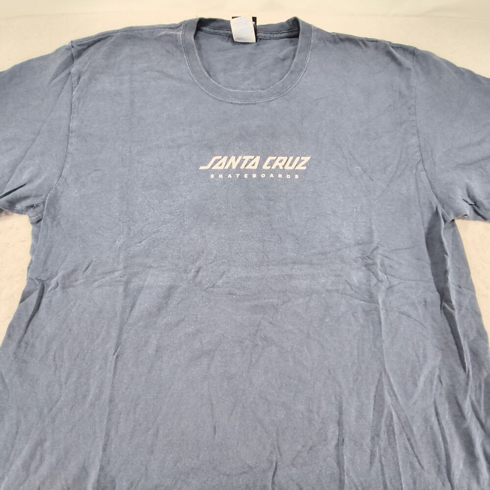 Santa Cruz Casual Crew Neck Long Sleeve Graphic T Shirt Mens Size L Blue